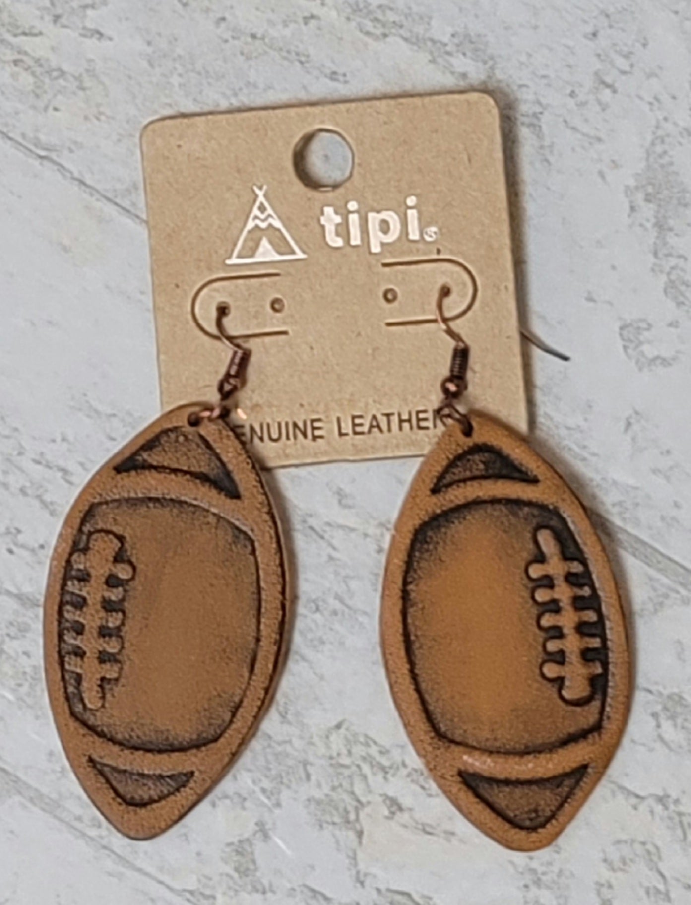 Genuine Leather Football Earrings