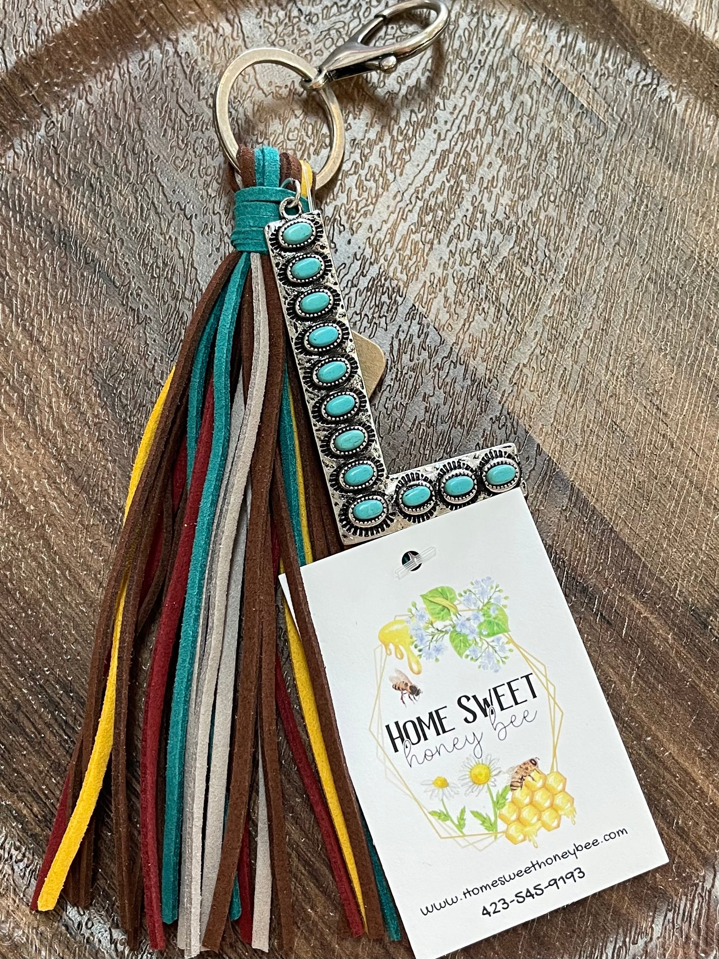 Aztec and Turquoise Keychain