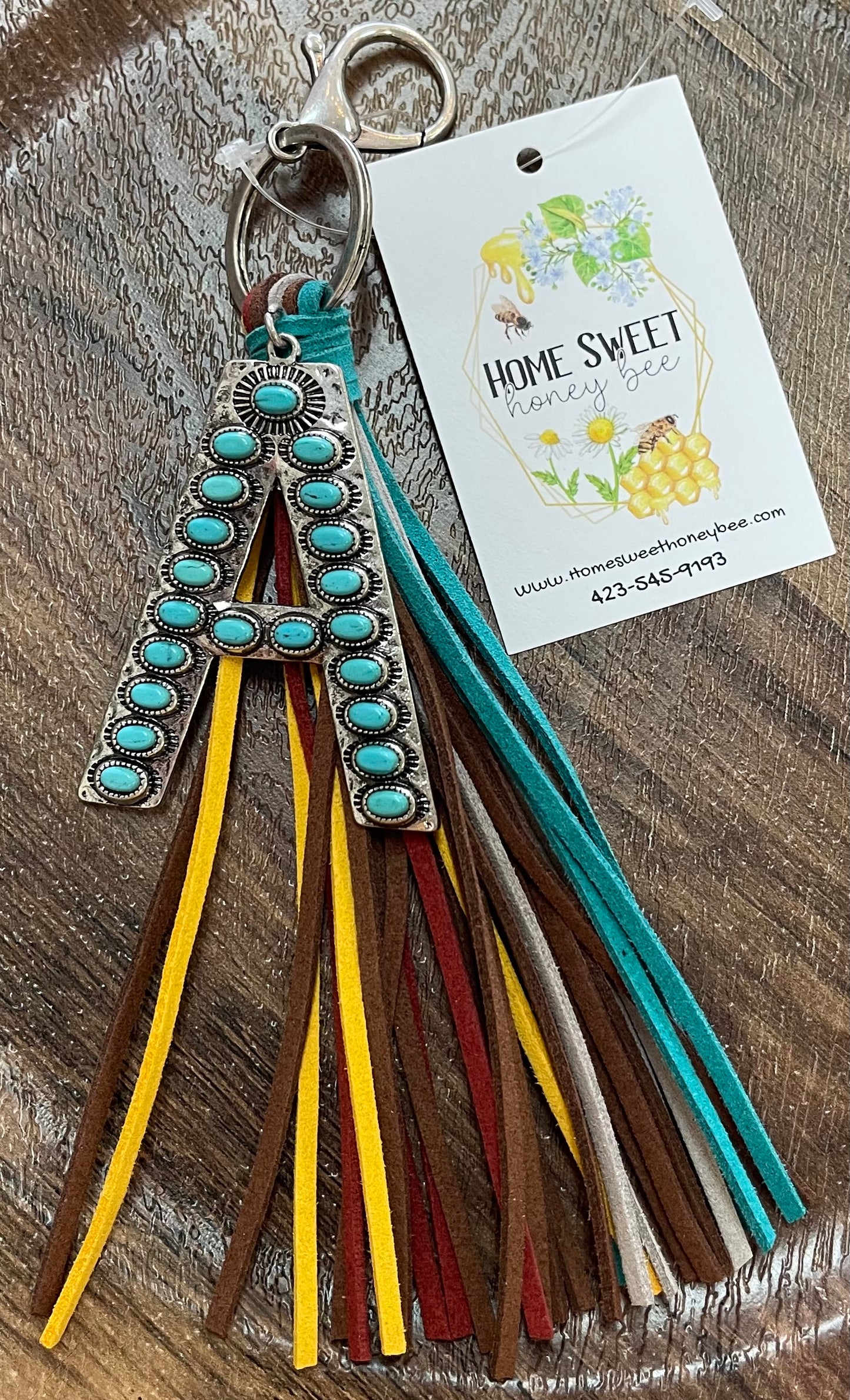 Aztec and Turquoise Keychain