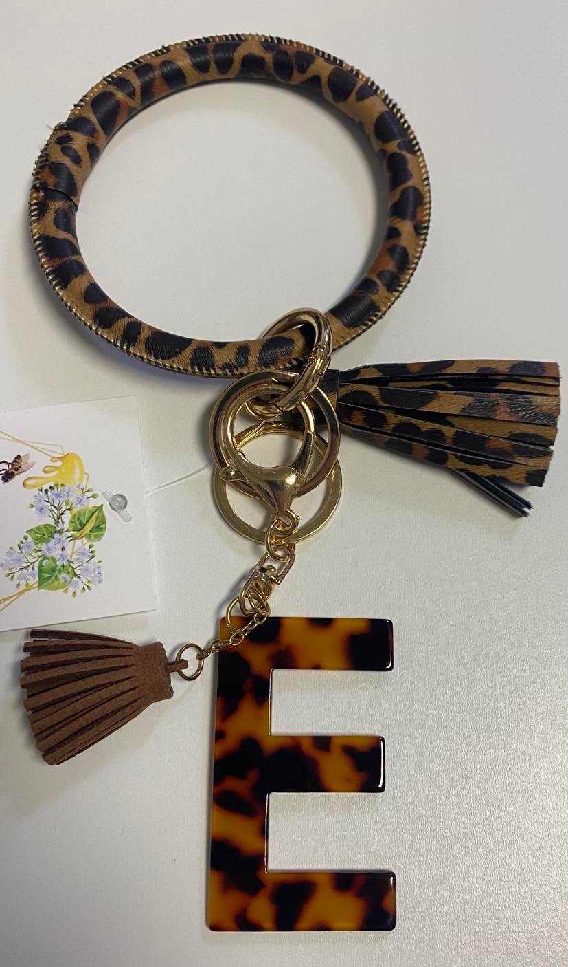Leopard Bangle with Tortoise Initial