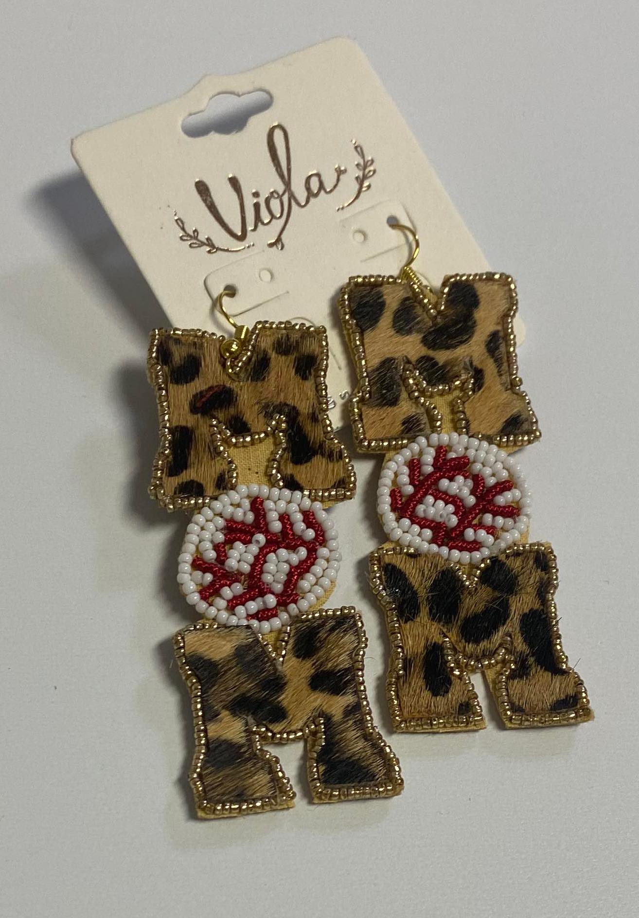 Mom Leopard Seed Bead Earrings