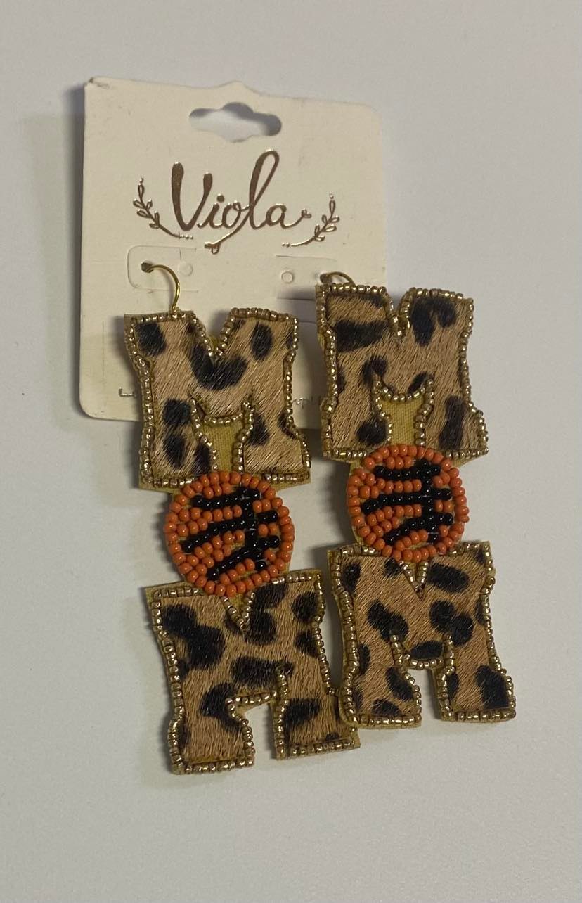 Mom Leopard Seed Bead Earrings