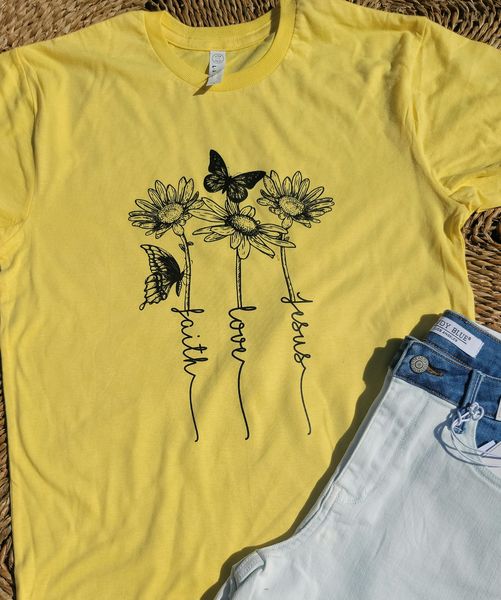 Faith, Love ,Jesus Yellow Tee