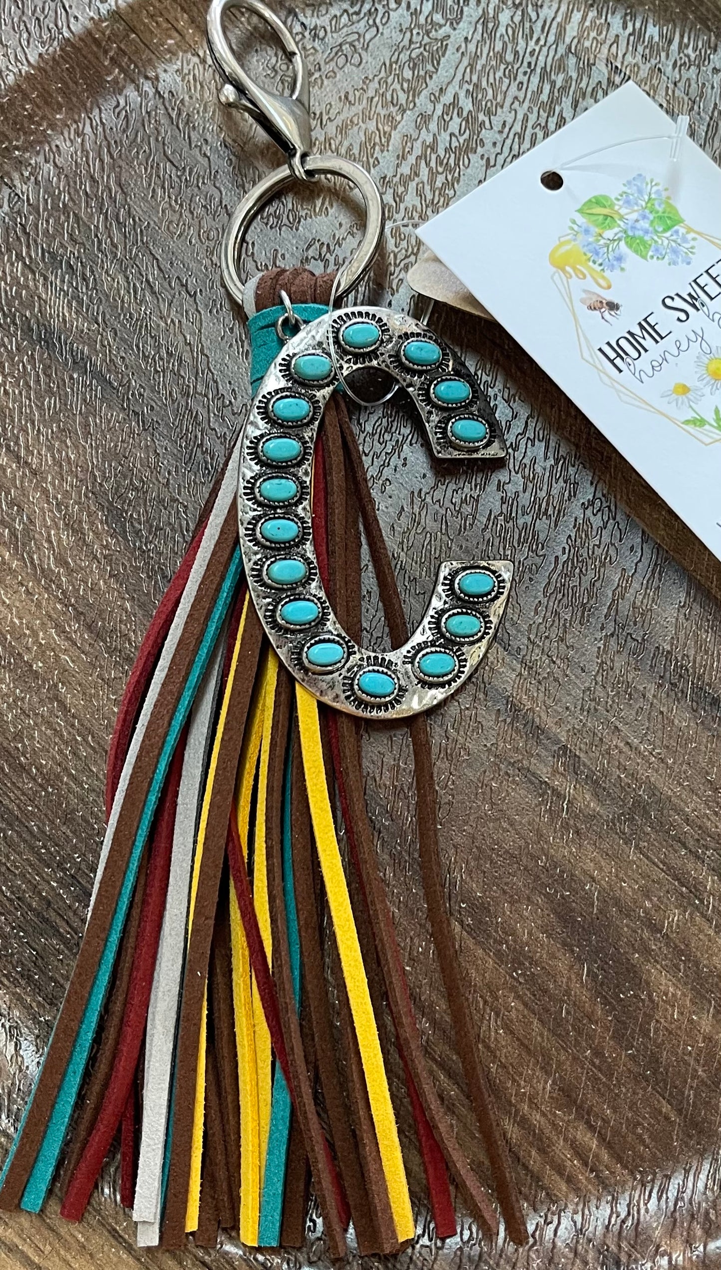 Aztec and Turquoise Keychain