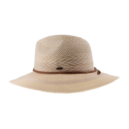 Knit Multi-Pattern C.C Panama Hat with Suede Cord