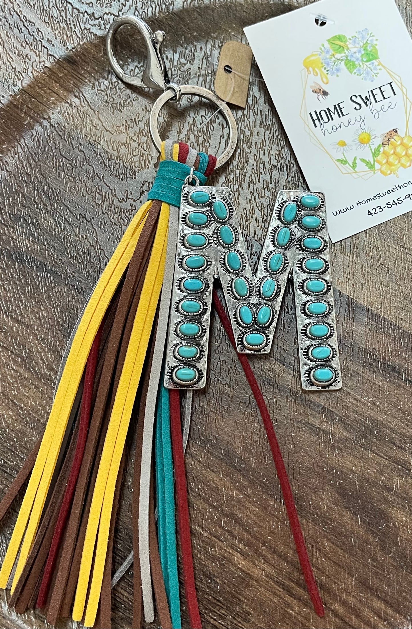 Aztec and Turquoise Keychain