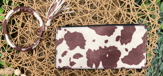 Cow hide wristlet wallet