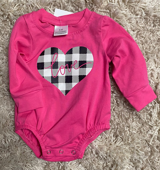 Love Buffalo Plaid Heart Romper￼