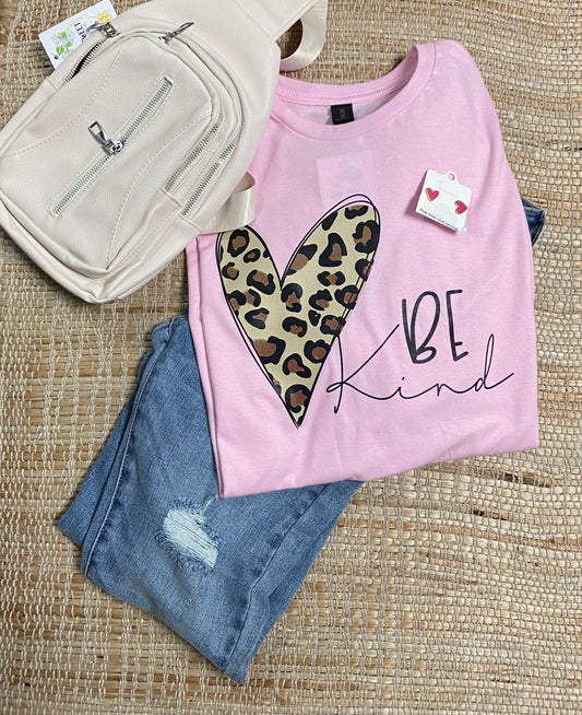 Leopard Heart "Be Kind" Tee