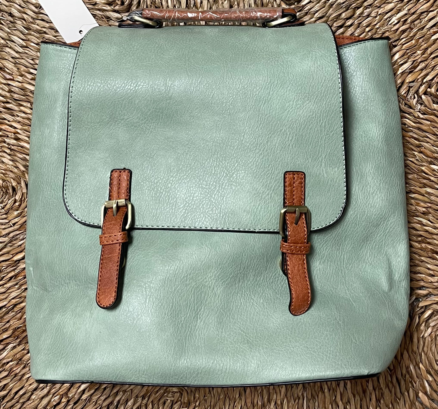 Faux Leather Satchel Backpack