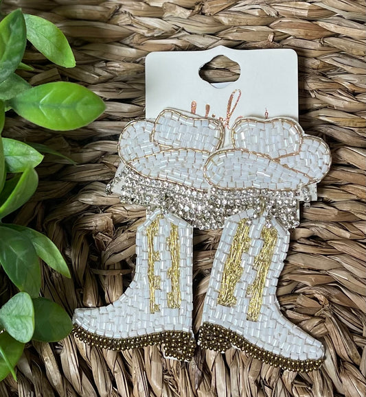 Cowboy Boots Seed Bead Earrings