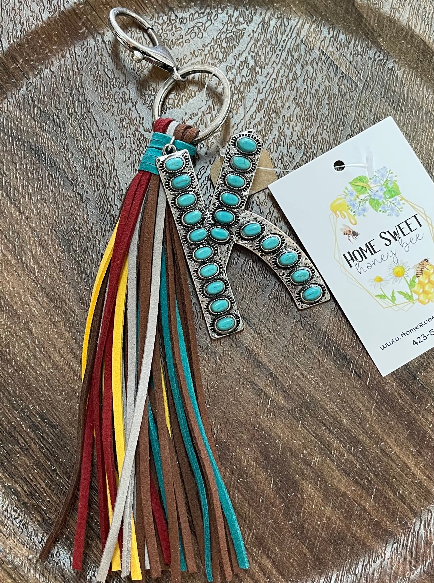 Aztec and Turquoise Keychain