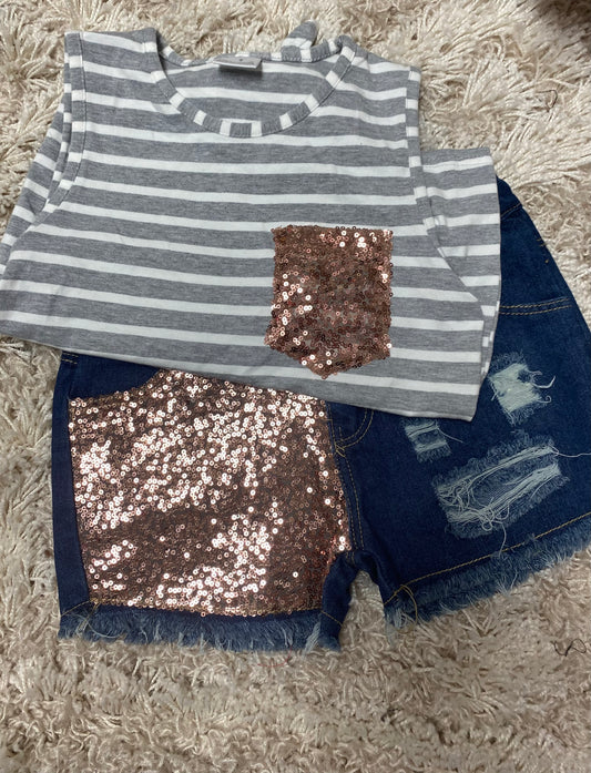 Girls Sequined Pocket Set Size 7