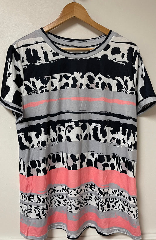 Cow print top with mixed colors