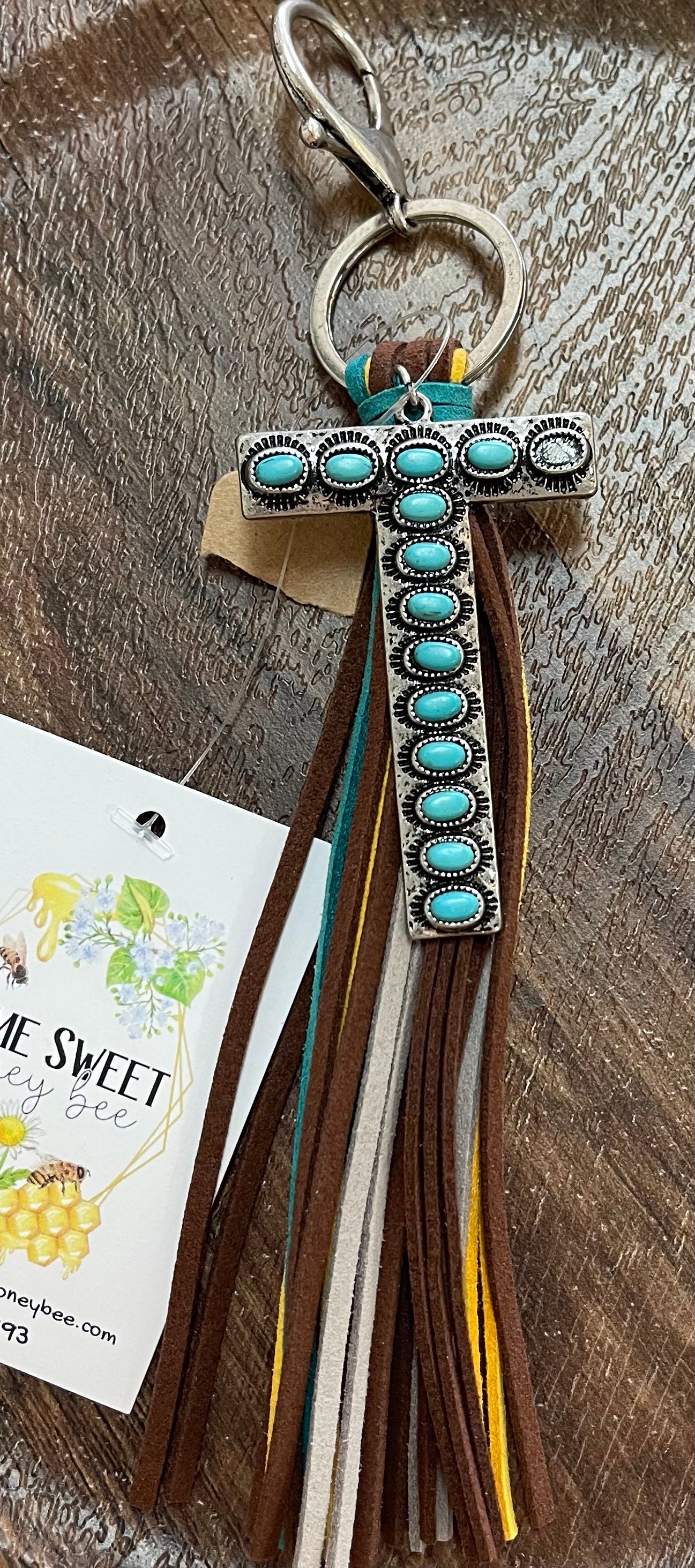 Aztec and Turquoise Keychain