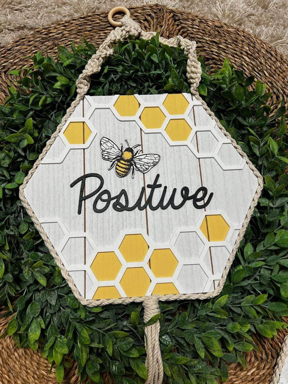 Honeycomb Wooden Boho Wall Sign