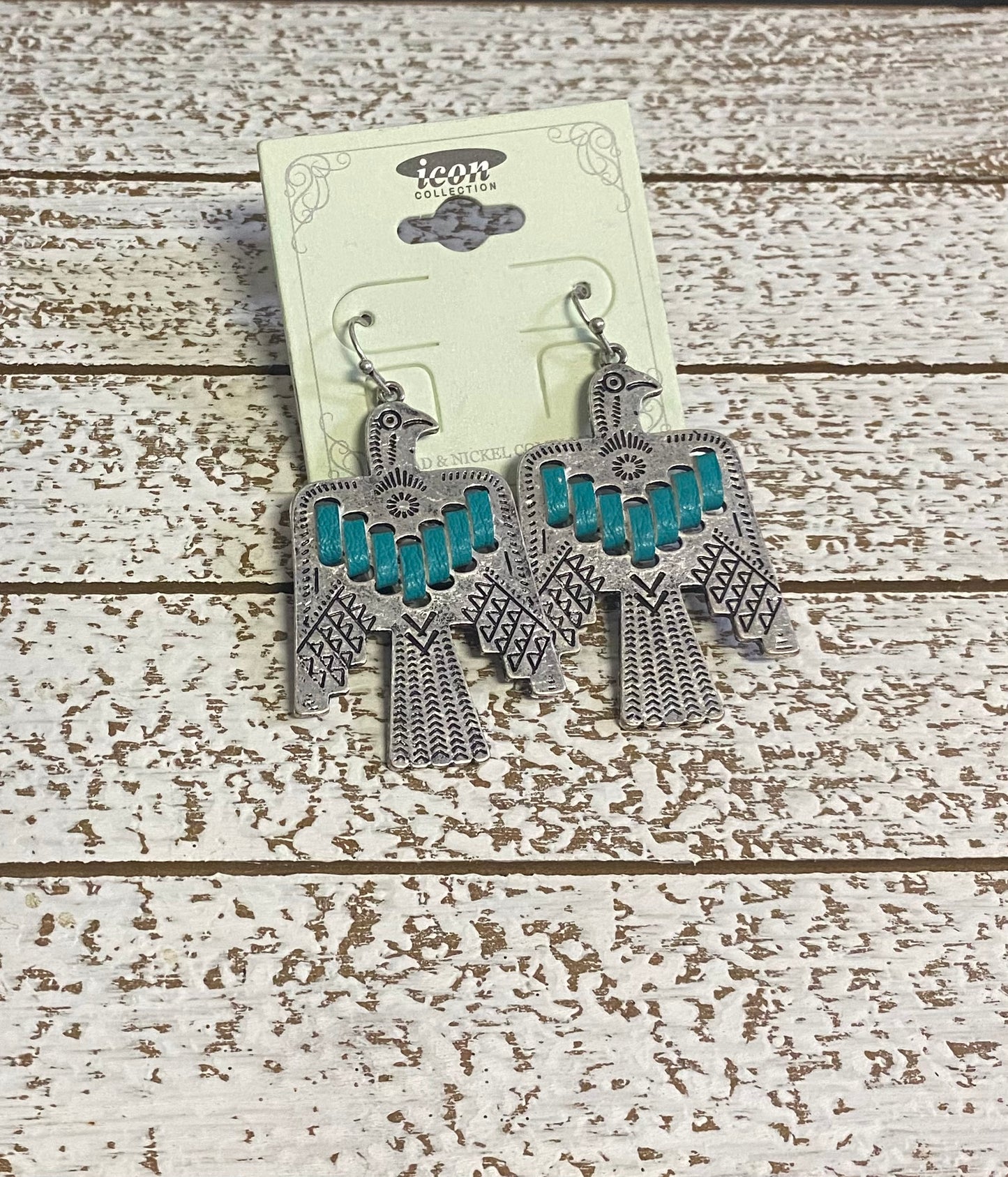 Stitched Thunderbird Dangle Earrings