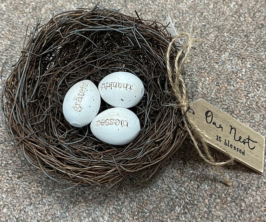 Bird Nest with Eggs Tabletop Decor