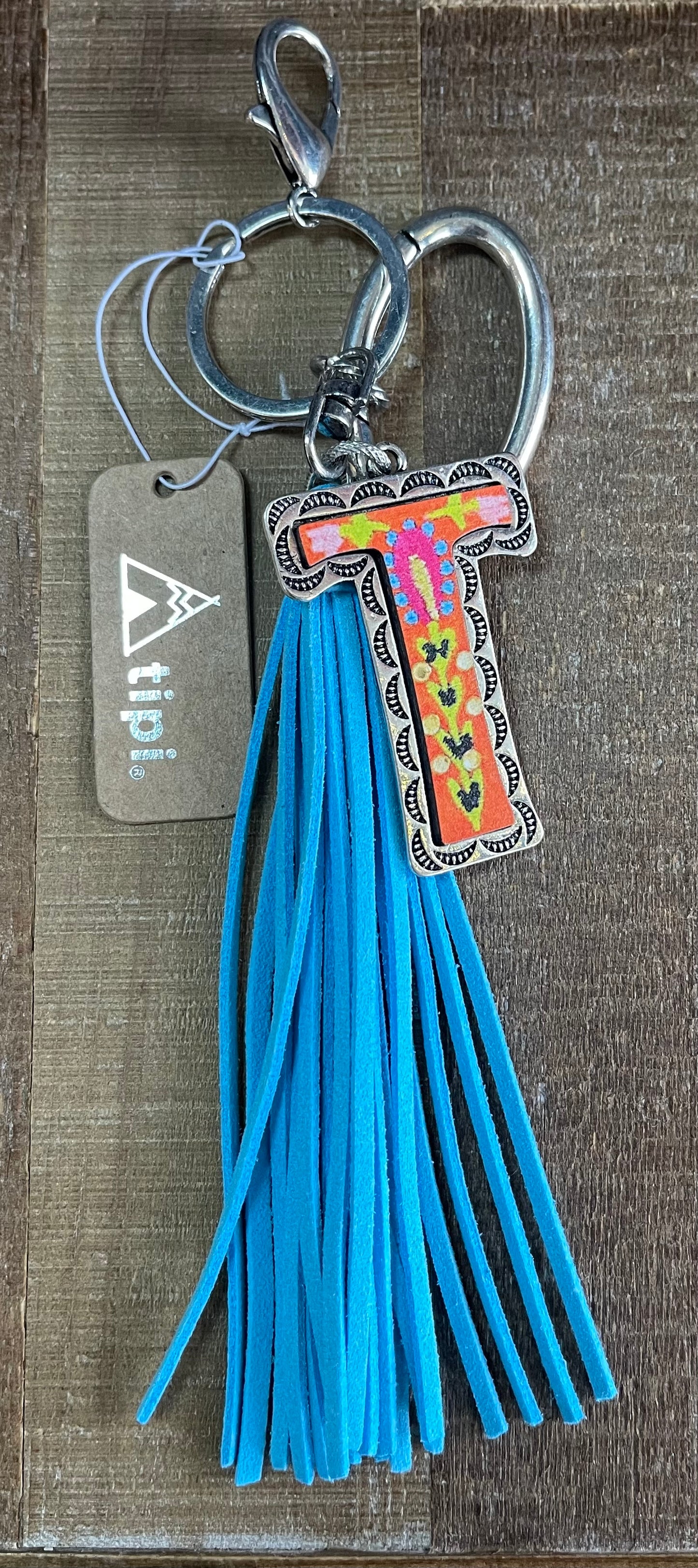 Floral Meadows Initial keychain with tassel