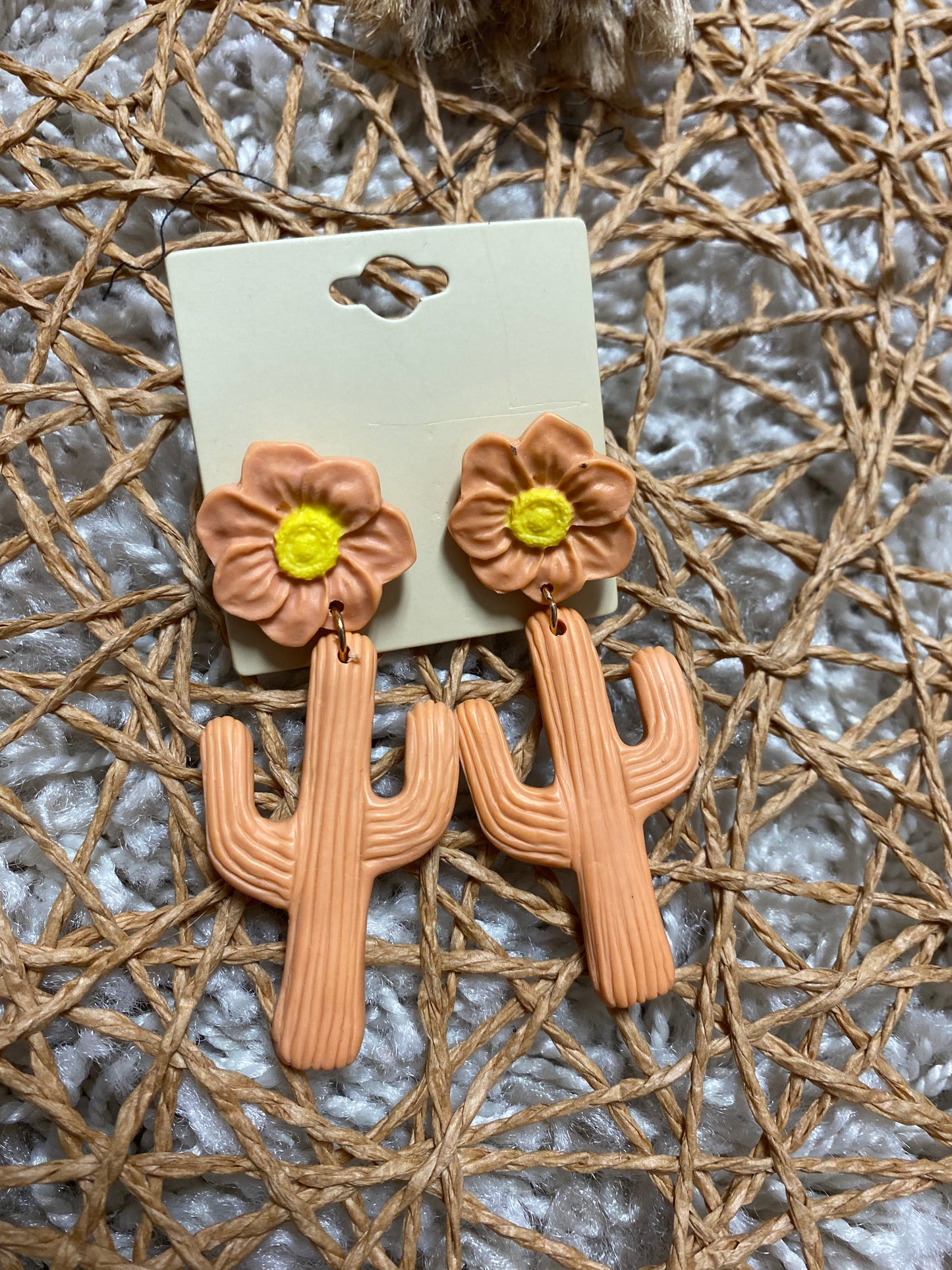 Clay Cactus with Flower Earrings
