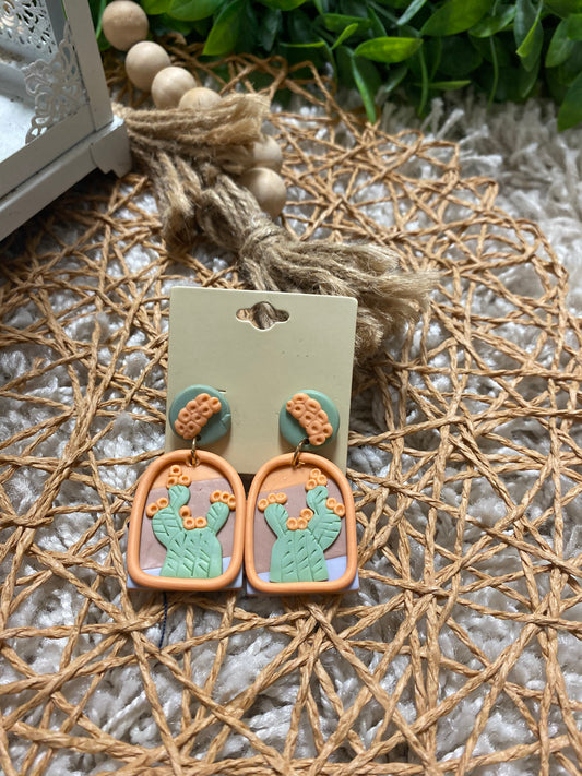 Clay Cactus Earrings