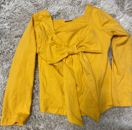 Girls Mustard Bow Top Size 5