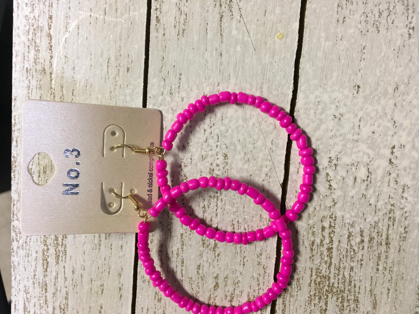 Pink Beaded Nina Hoop Earrings