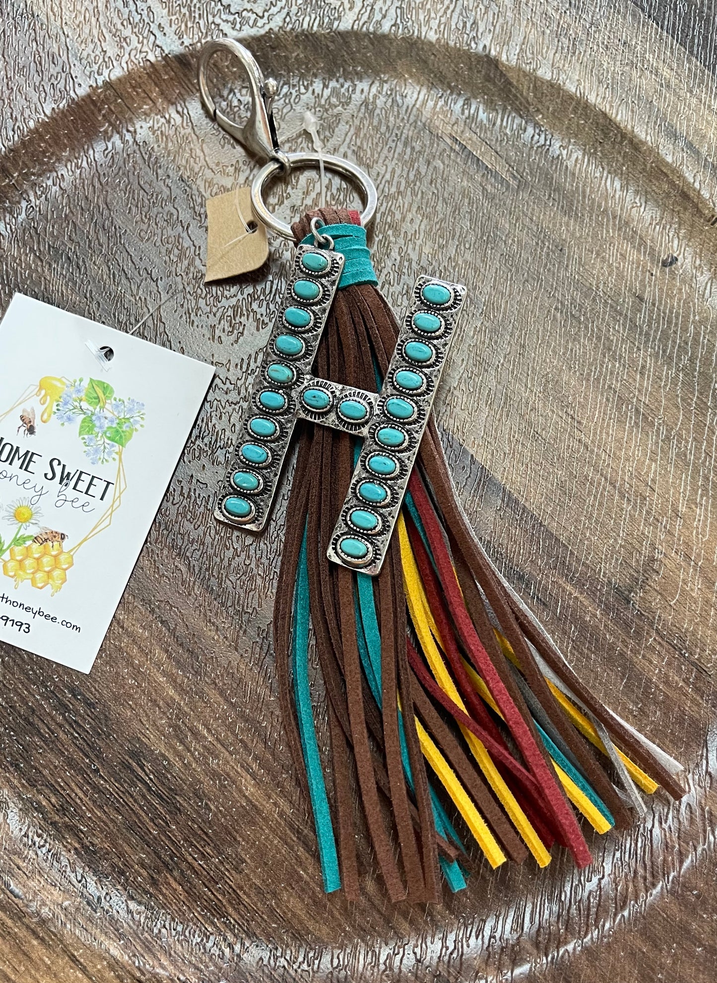 Aztec and Turquoise Keychain