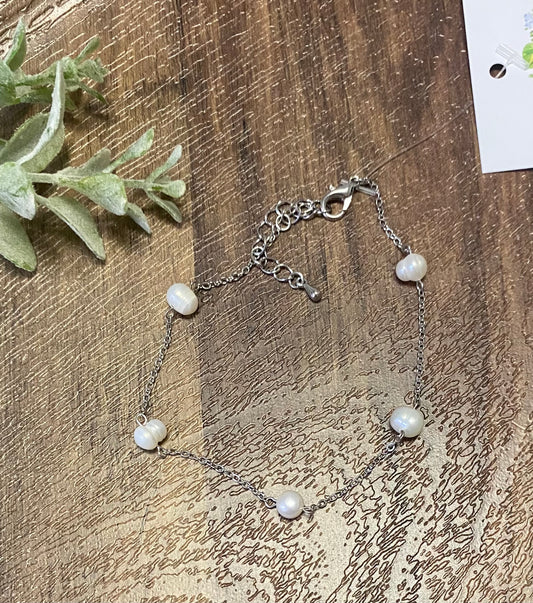 Faux Pearl Channel Bracelet