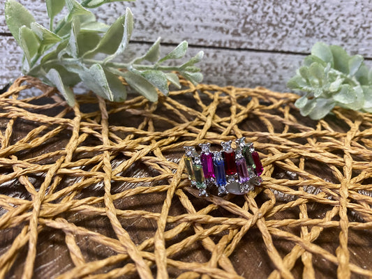 Rectangular Multicolored Stones Ring