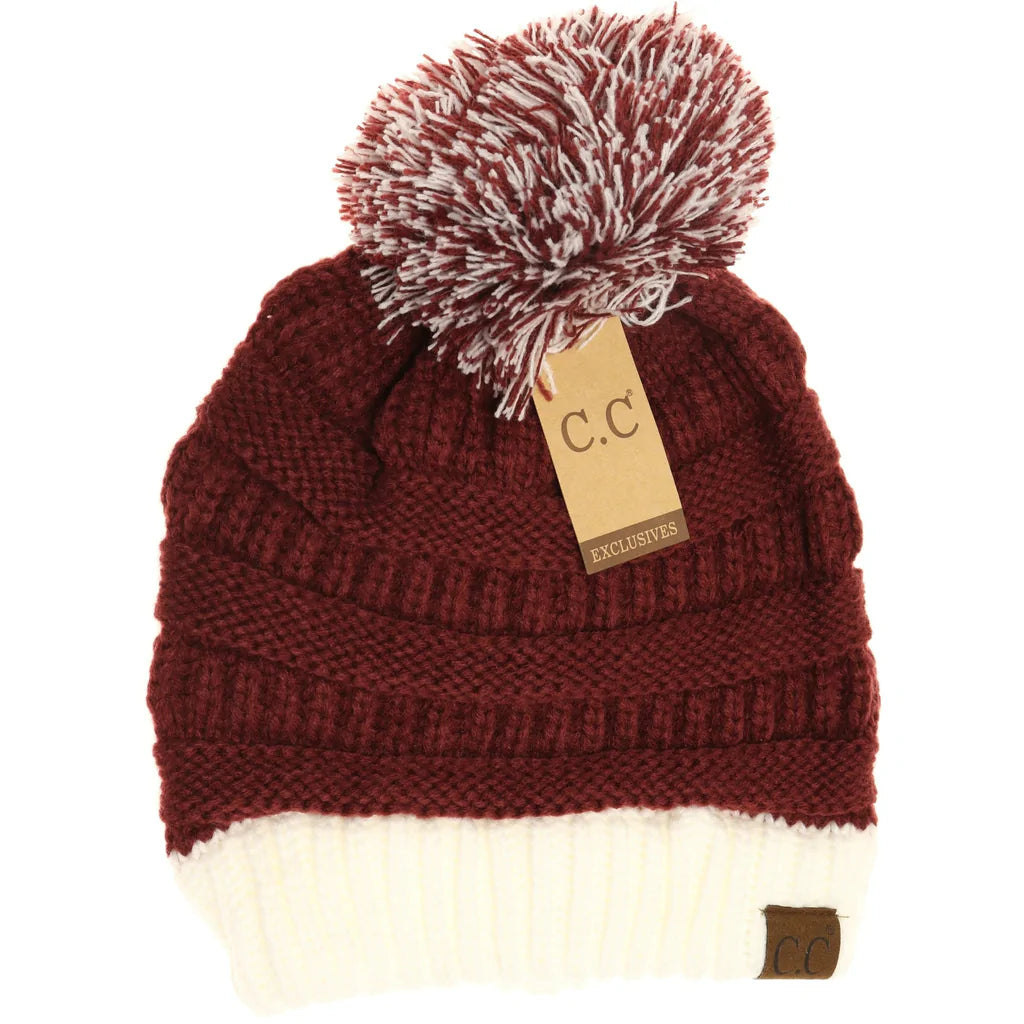 Team Colored CC Beanie Hat With Pom