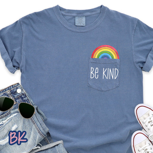 Be Kind Rainbow Pocket Tee (Multiple Options Available)