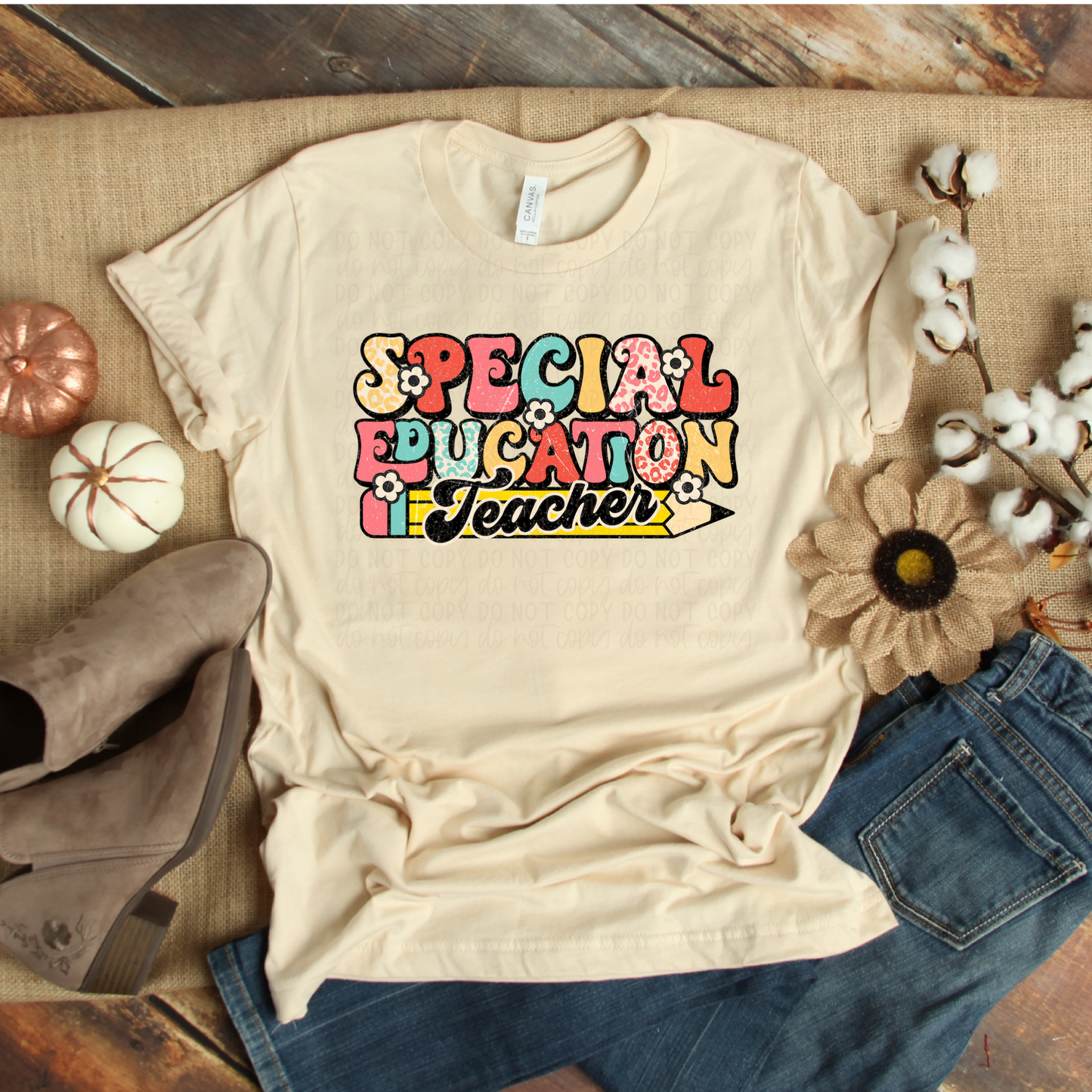 Special Education Teacher Retro Natural Tee