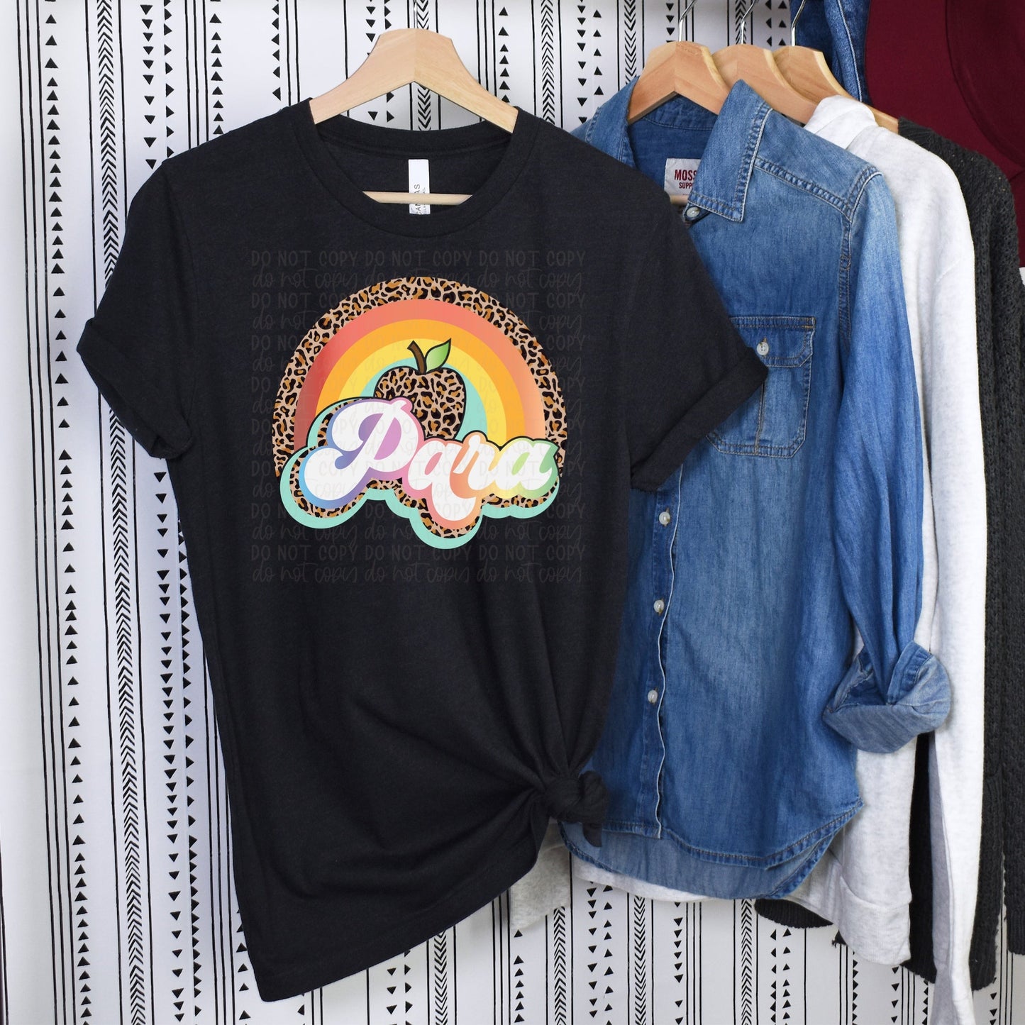 Para Leopard Retro Rainbow Black Tee