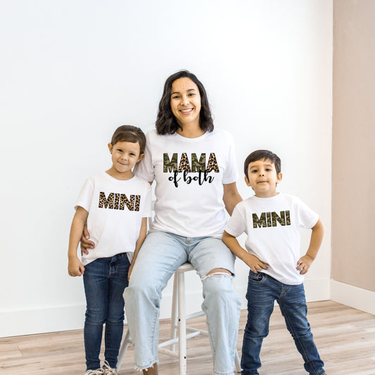 Mama Of Both Leopard Camo White Tee