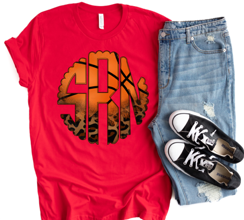 Red tee Basketball monogram