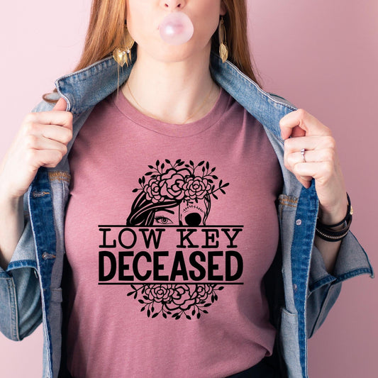 Low Key Deceased mauve tee