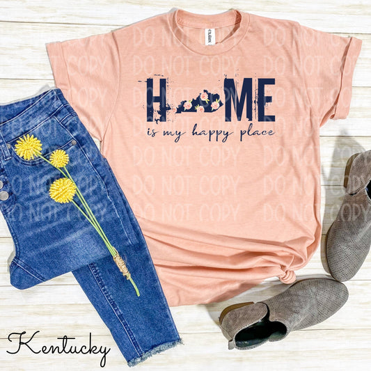 Home Is My Happy Place Kentucky Peach Tee