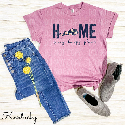 Home Is My Happy Place Kentucky Heather Cassis Tee