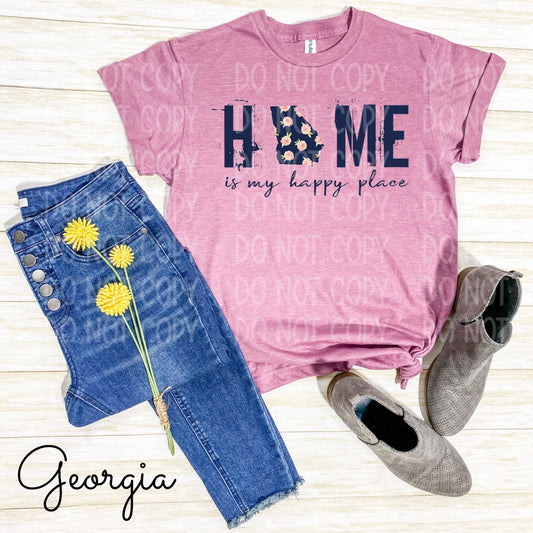 Home Is My Happy Place Georgia Heather Cassis Tee