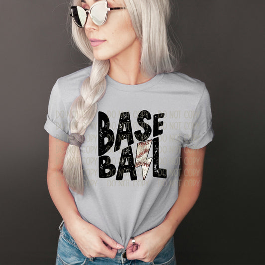 Baseball Laces/Lightning Bolt Silver Tee