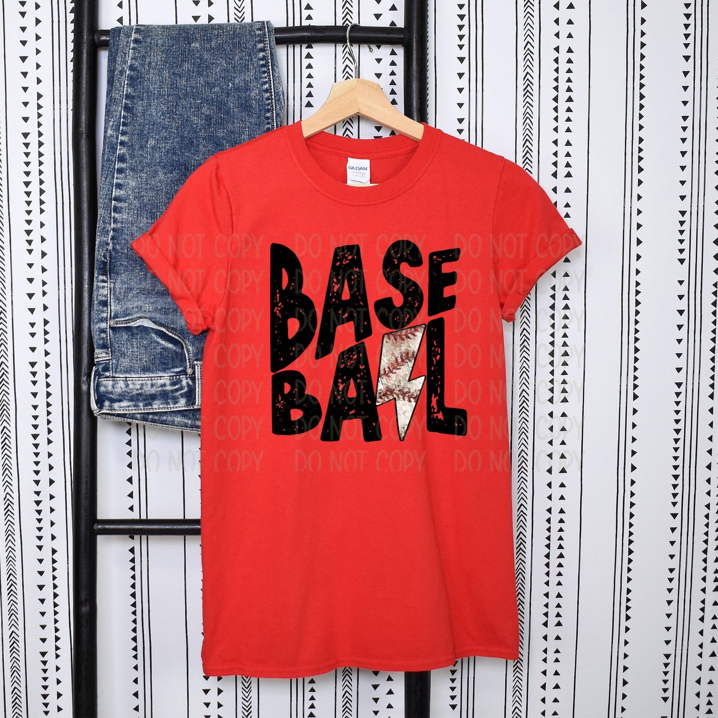 Baseball Laces/Lightning Bolt Red Tee