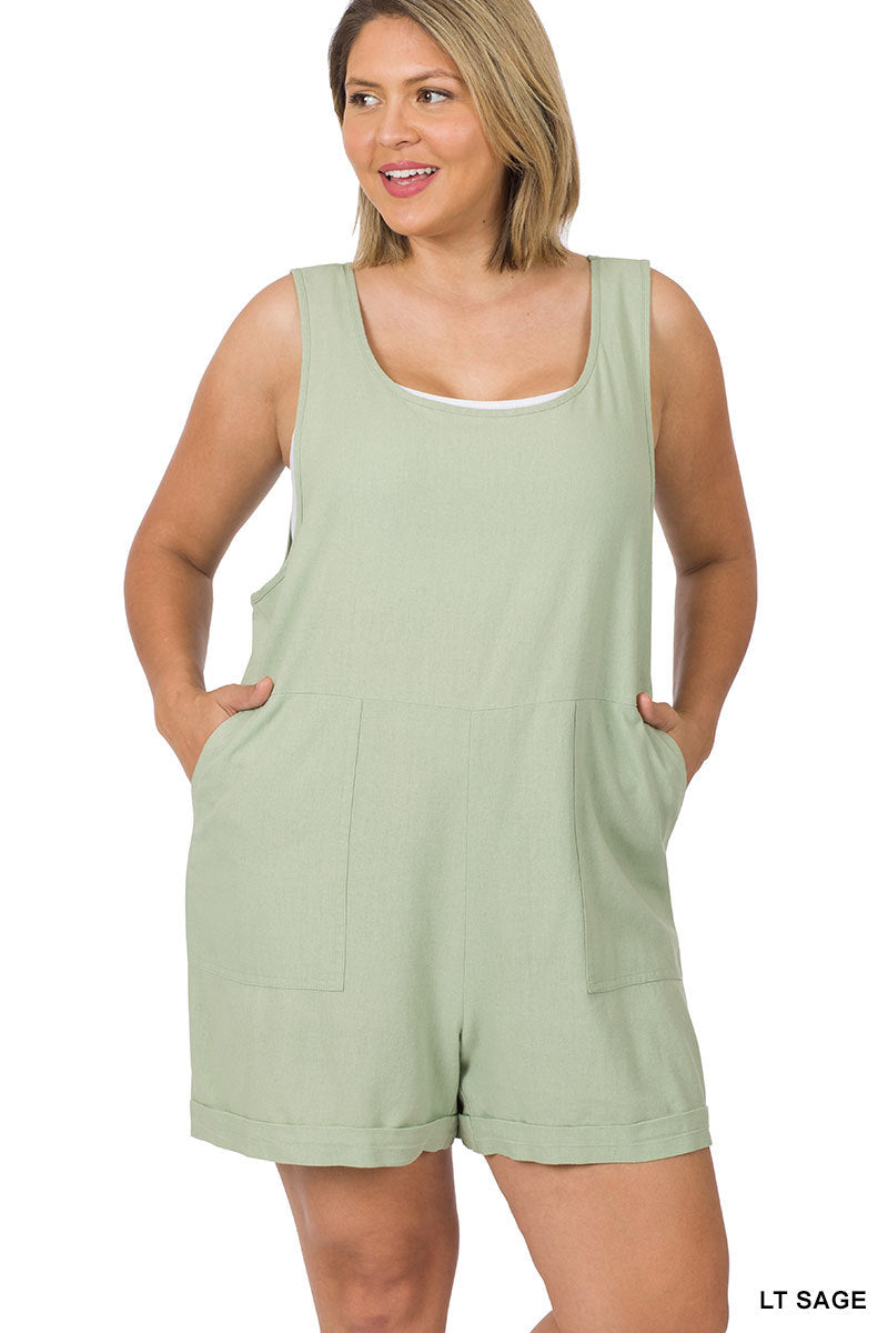 LINEN ROMPER WITH POCKETS