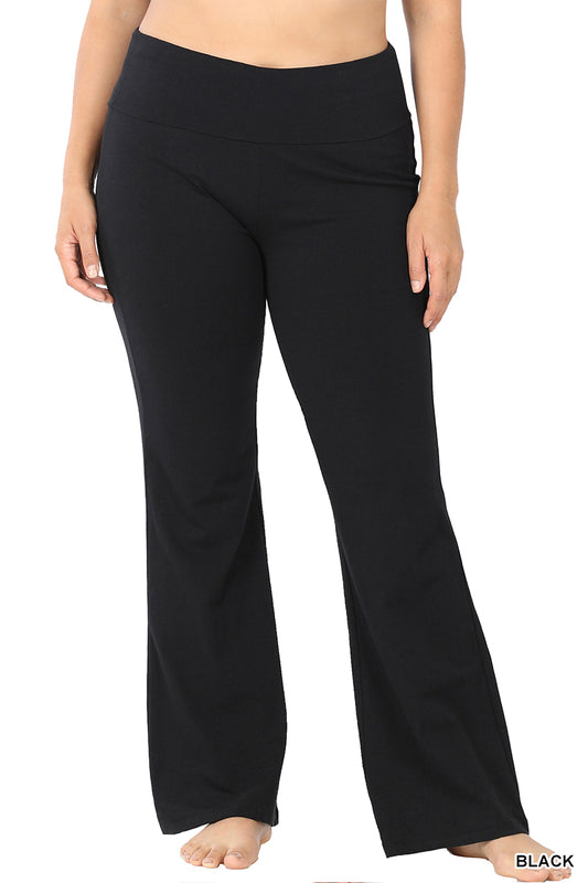 PREMIUM COTTON FOLD OVER YOGA FLARE PANTS