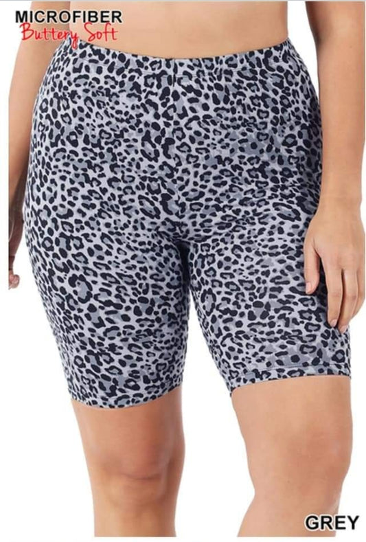 Leopard Plus Size Biker Shorts