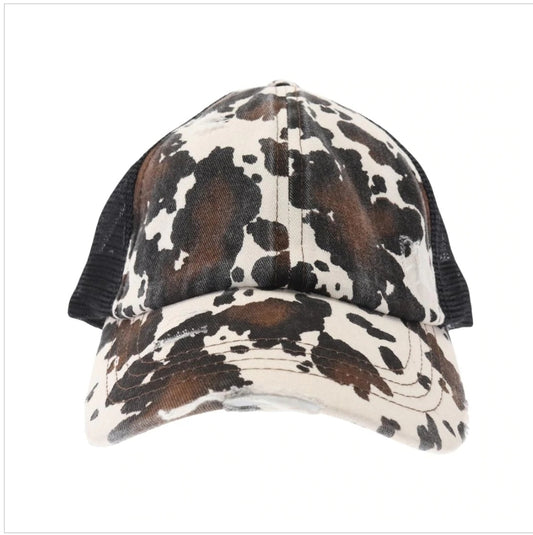 CC Beanie- Cow Hide Criss Cross Hat