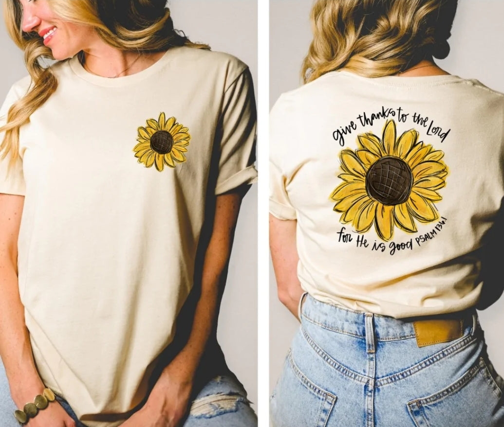 Give Thanks To The Lord- Sunflower tee