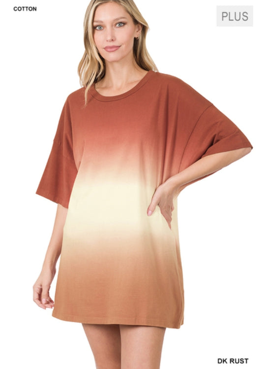 Dip Dye Drop Shoulder Oversized Top