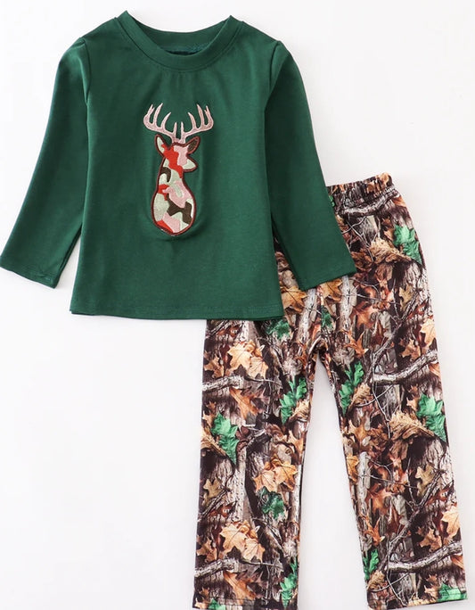 Camouflage Deer Applique Boy Set