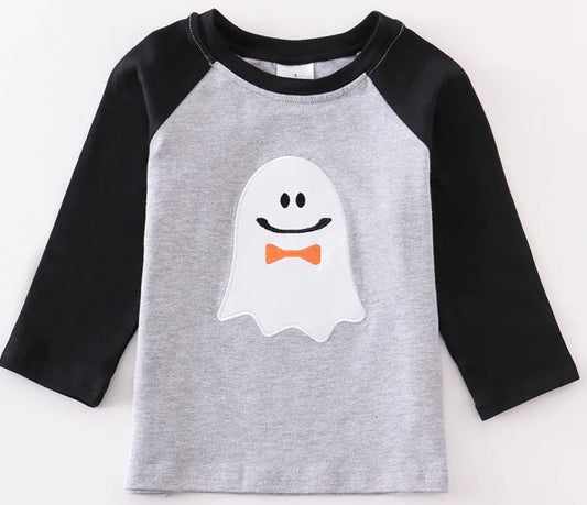 HALLOWEEN GHOST APPLIQUE BOY SHIRT